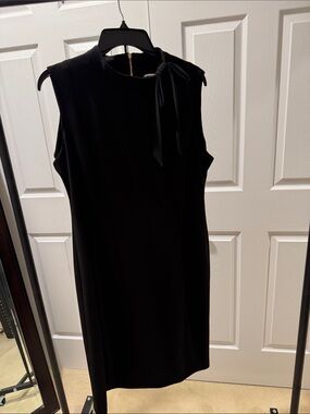 Calvin Klein Black Sleeveless Tie-Neck Midi Dress